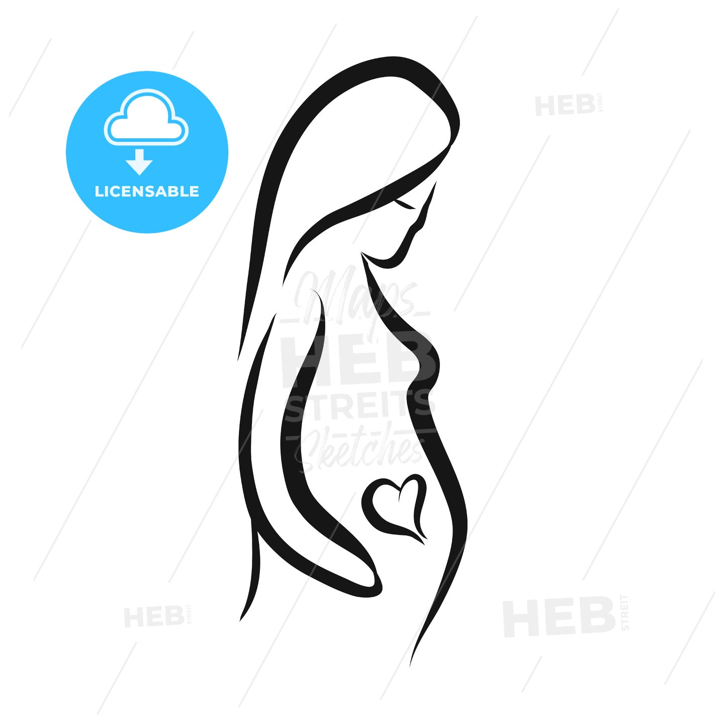 Pregnant woman with heart inside – instant download