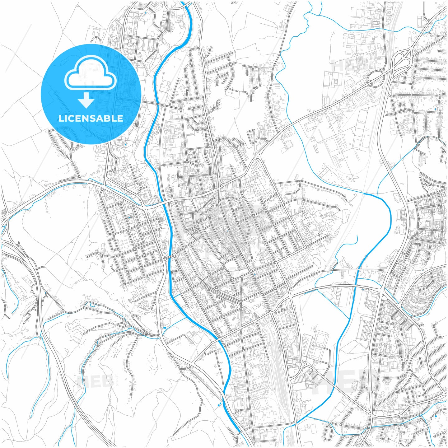 Prešov, Prešov Region, Slovakia, city map with high quality roads.