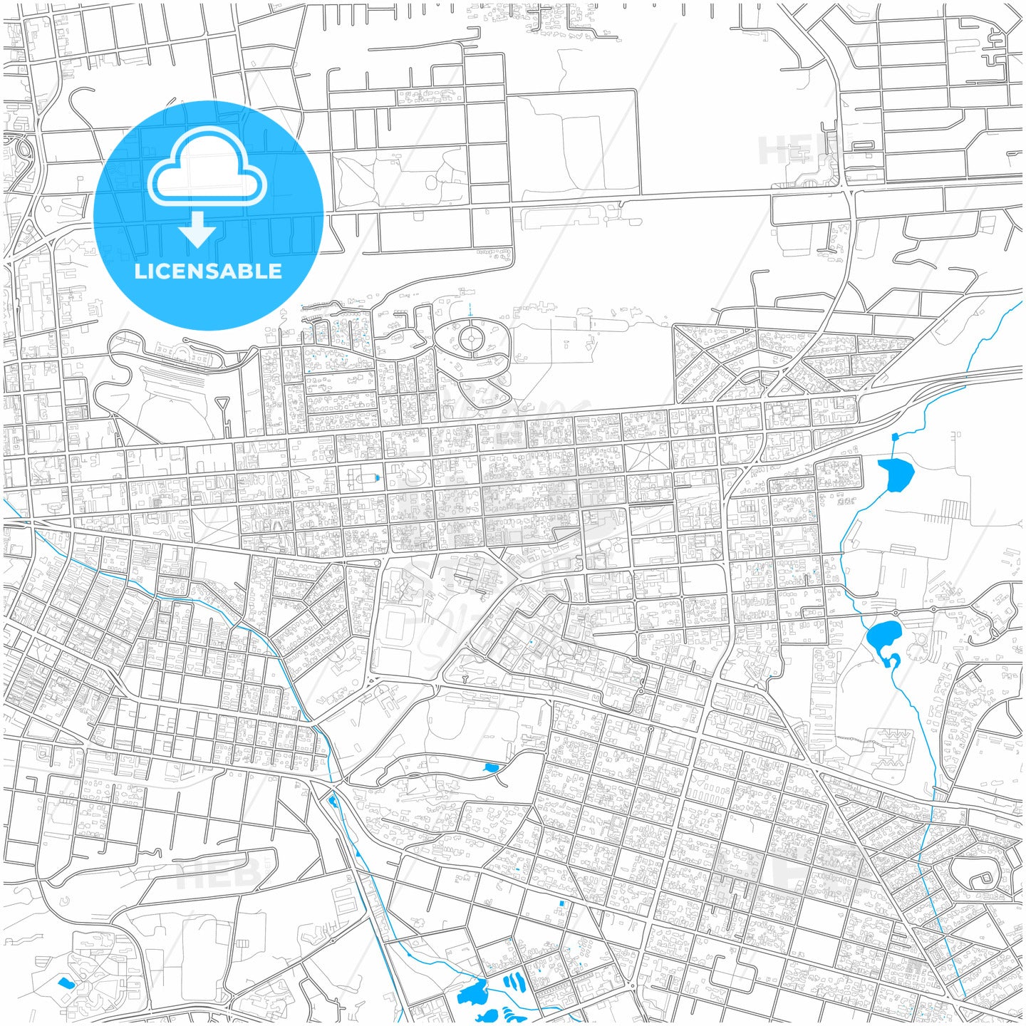 Pretoria, South Africa, city map with high quality roads.