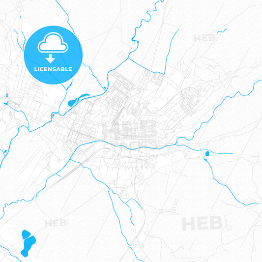 Prievidza, Slovakia PDF vector map with water in focus