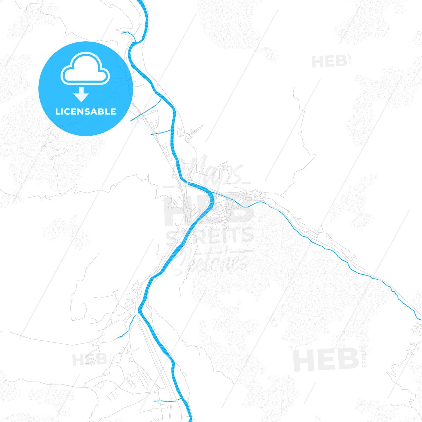 Prijepolje, Serbia PDF vector map with water in focus