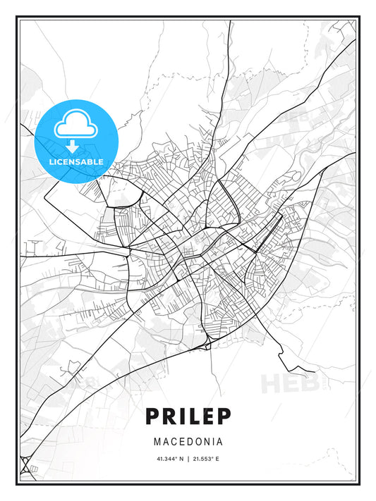 Prilep, Macedonia, Modern Print Template in Various Formats - HEBSTREITS Sketches