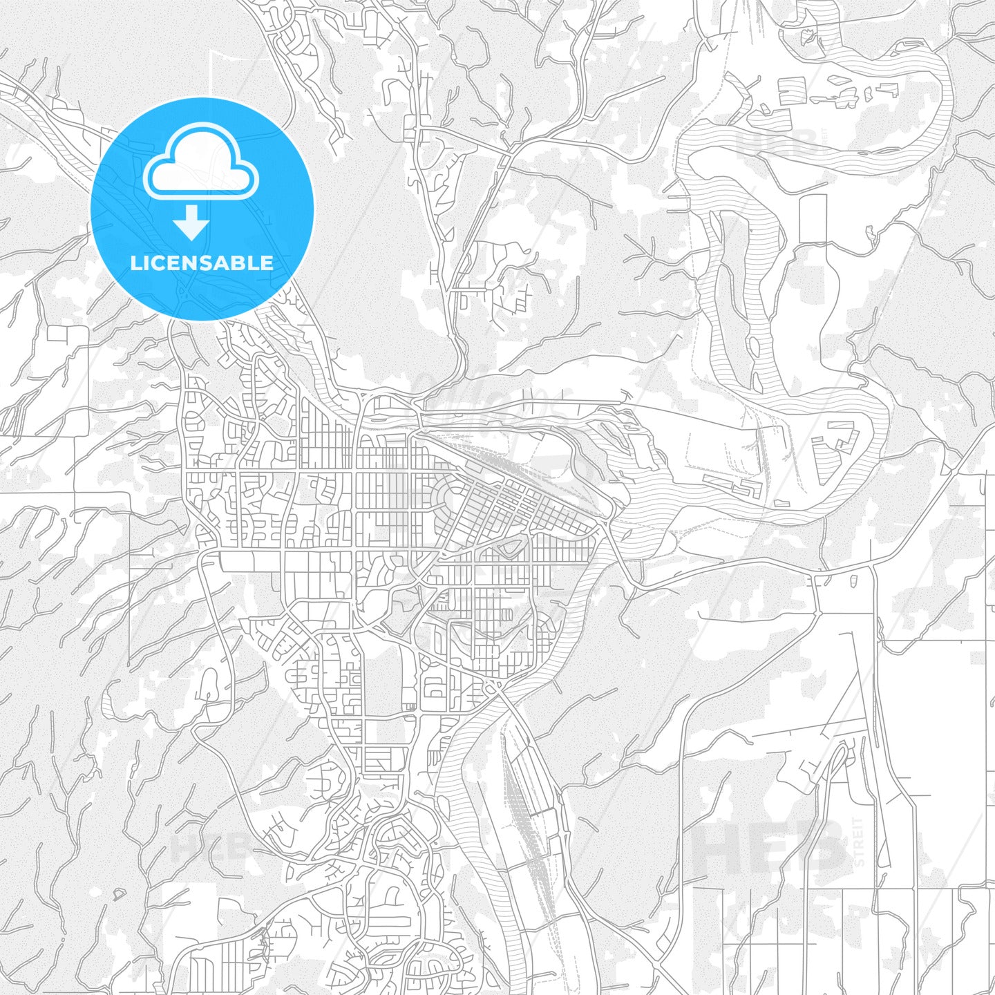 Prince George, British Columbia, Canada, bright outlined vector map