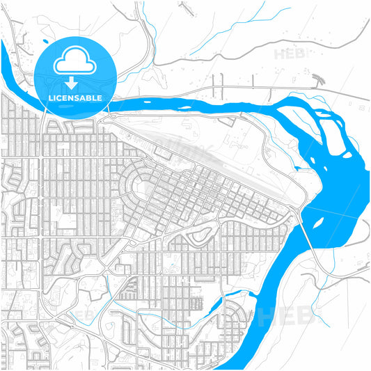 Prince George, British Columbia, Canada, city map with high quality roads.