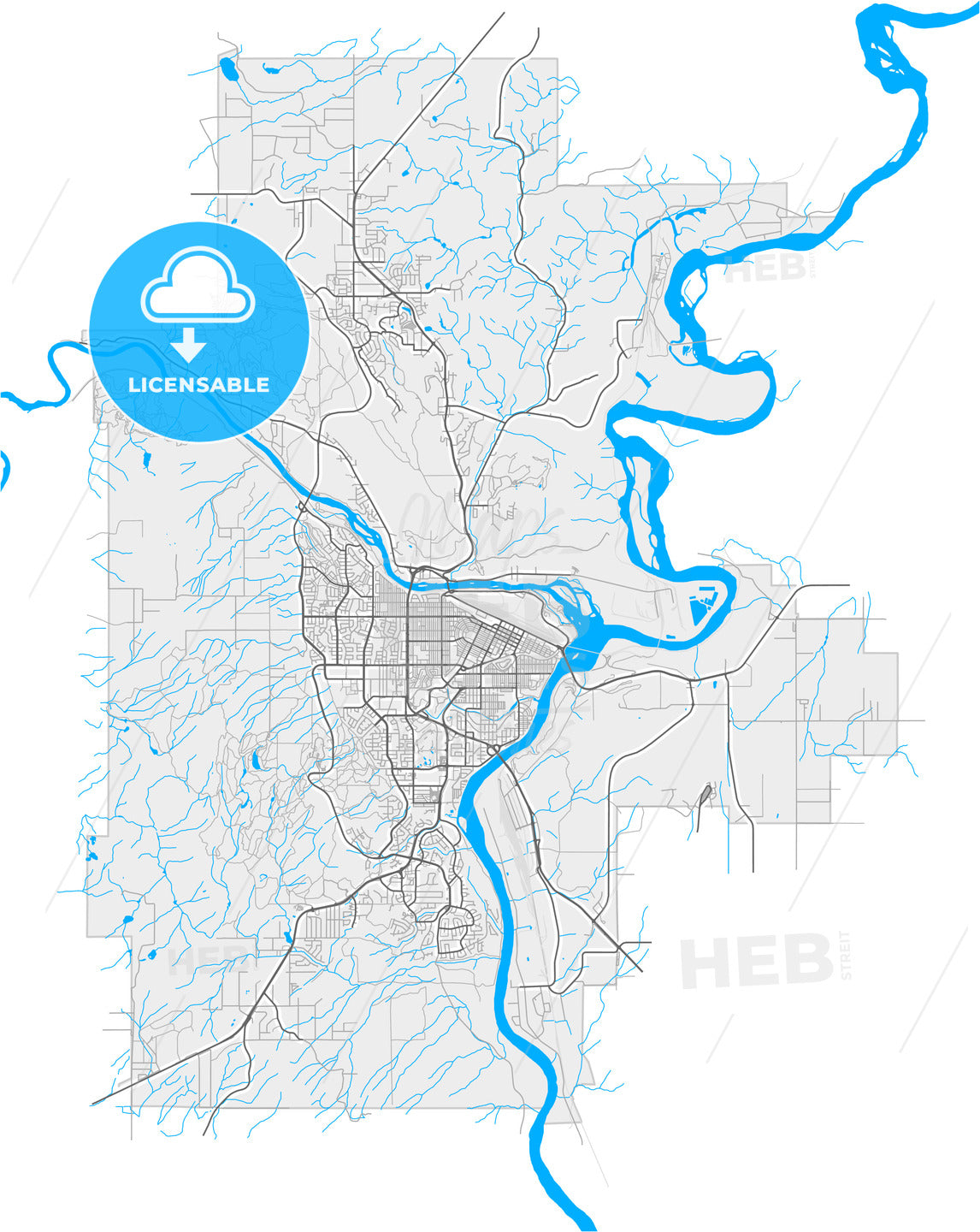 Prince George, British Columbia, Canada, high quality vector map