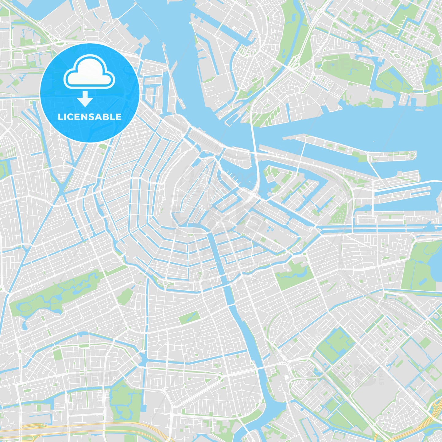 Printable map of Amsterdam, Netherlands