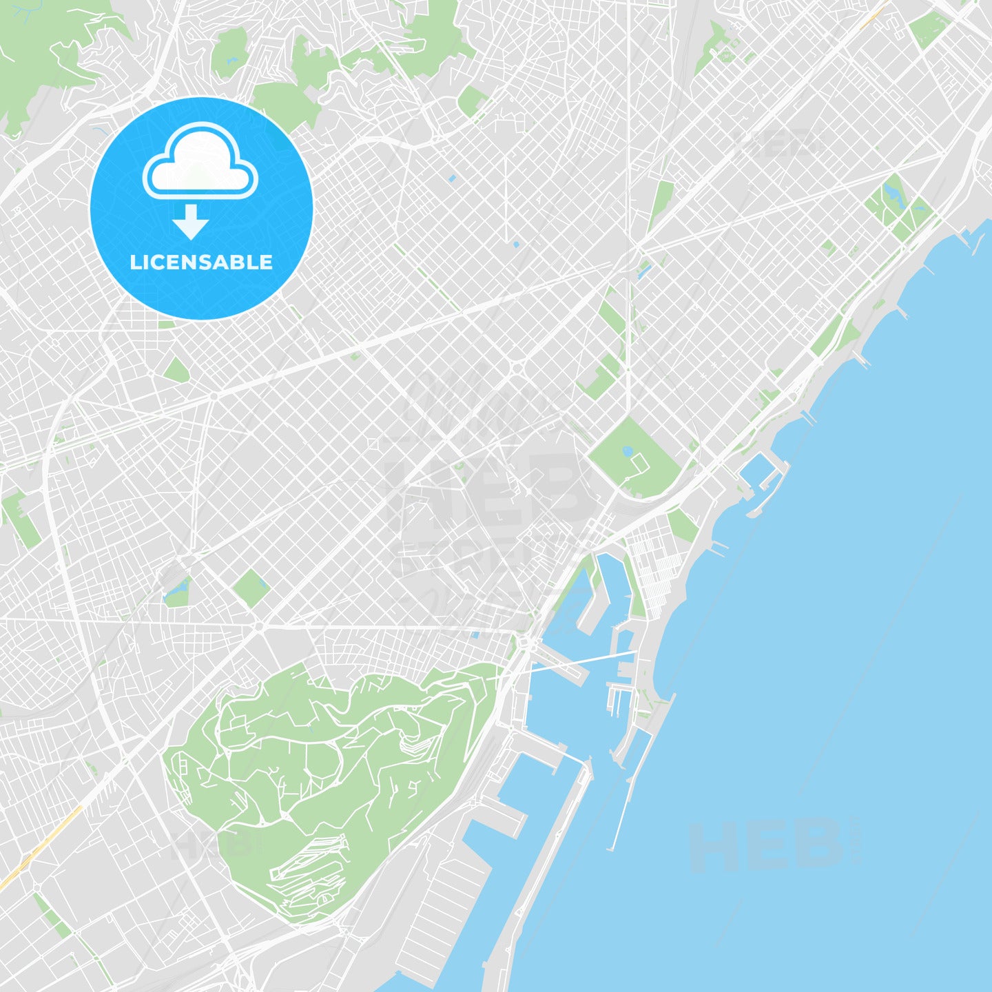 Printable map of Barcelona, Spain