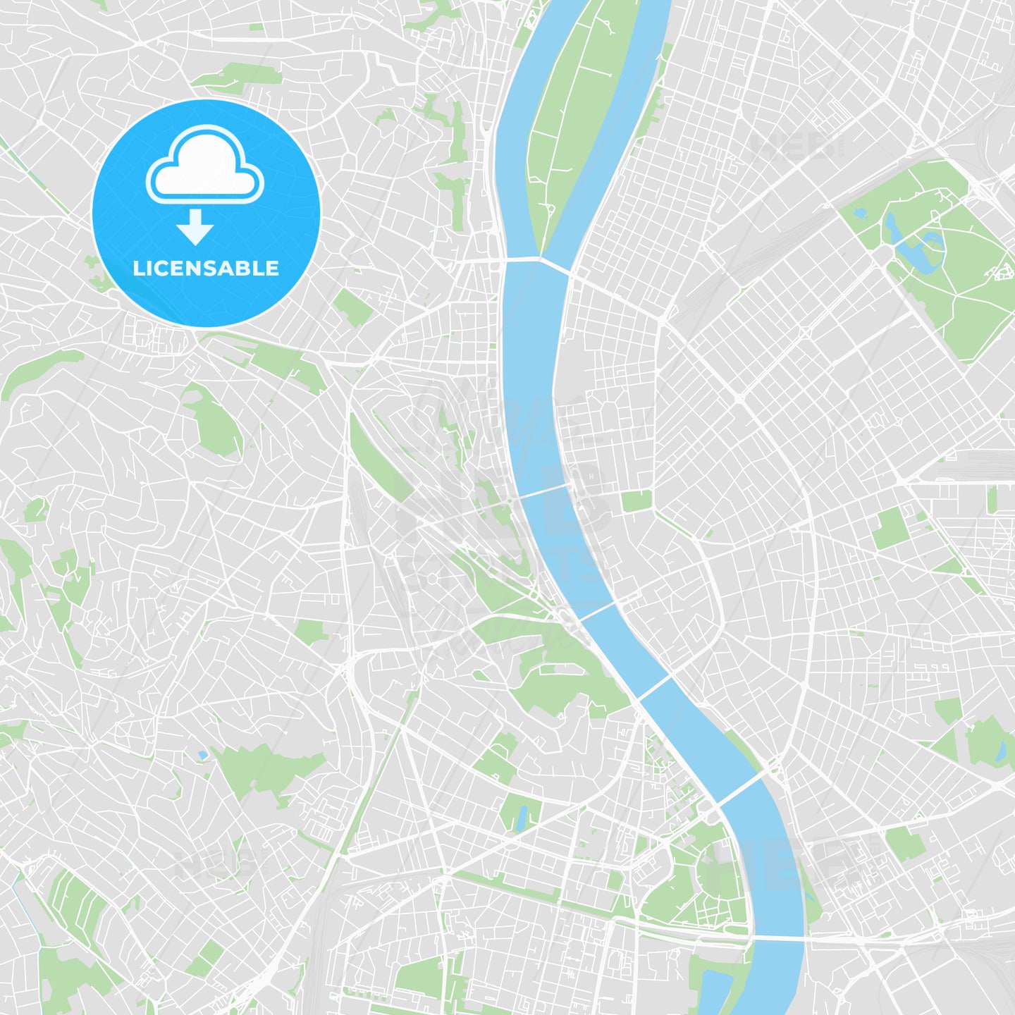Printable map of Budapest, Hungary