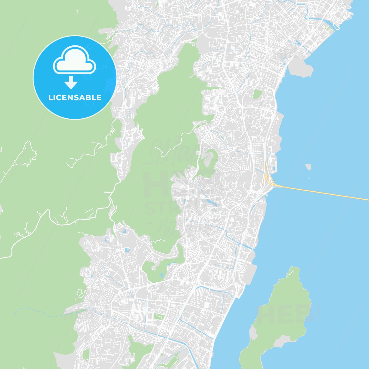 Printable map of Penang Island, Malaysia