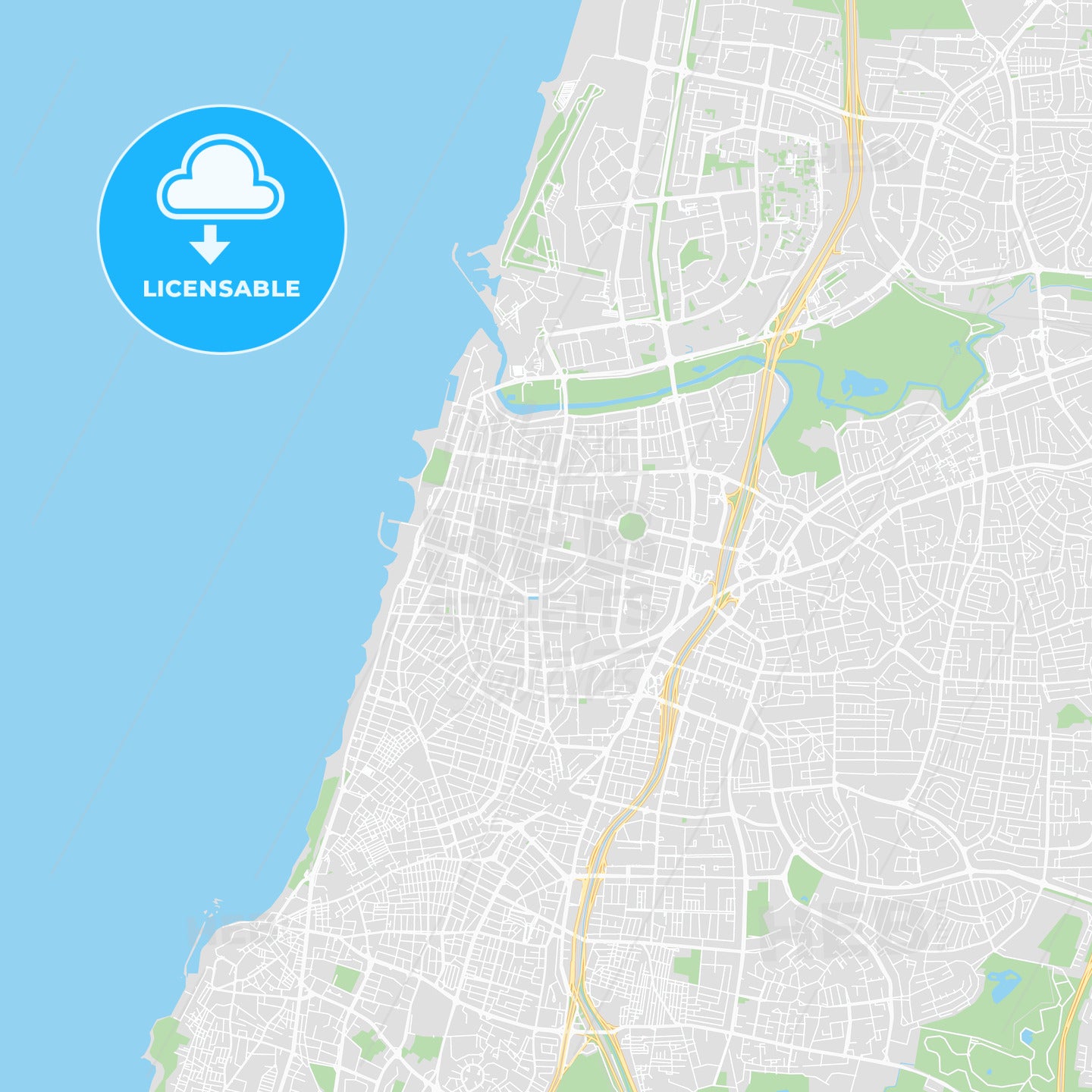 Printable map of Tel Aviv, Israel