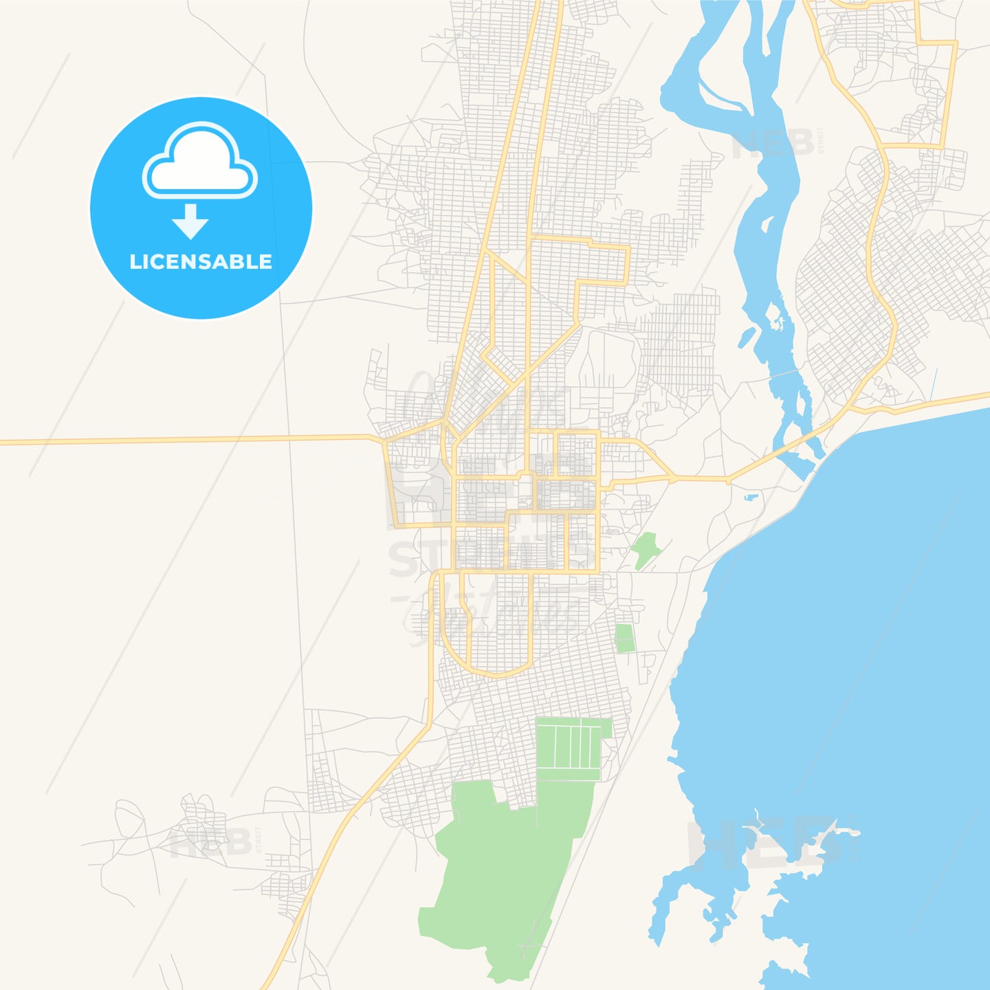 Printable street map of Ad-Damazin, Sudan