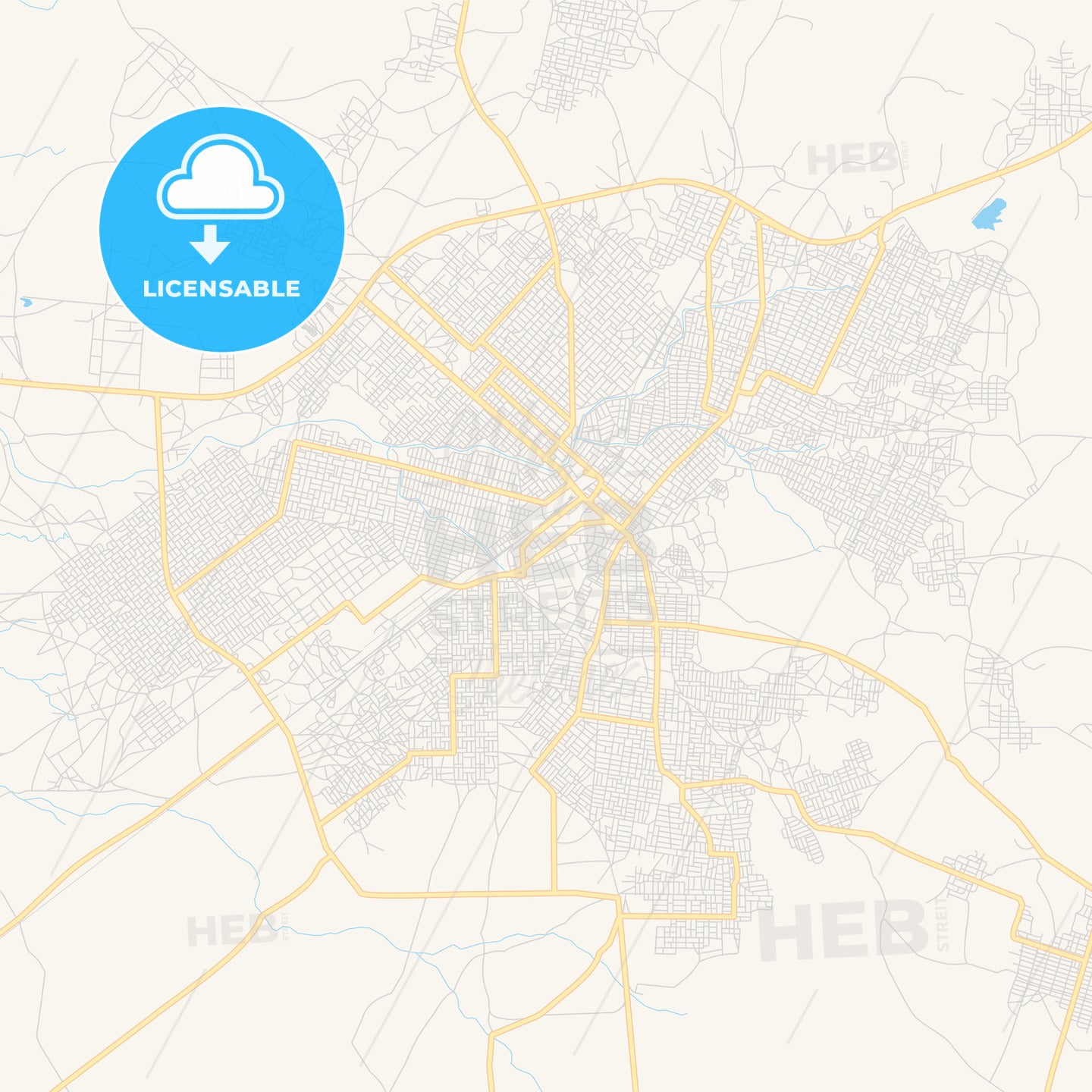 Printable street map of Al Qadarif, Sudan