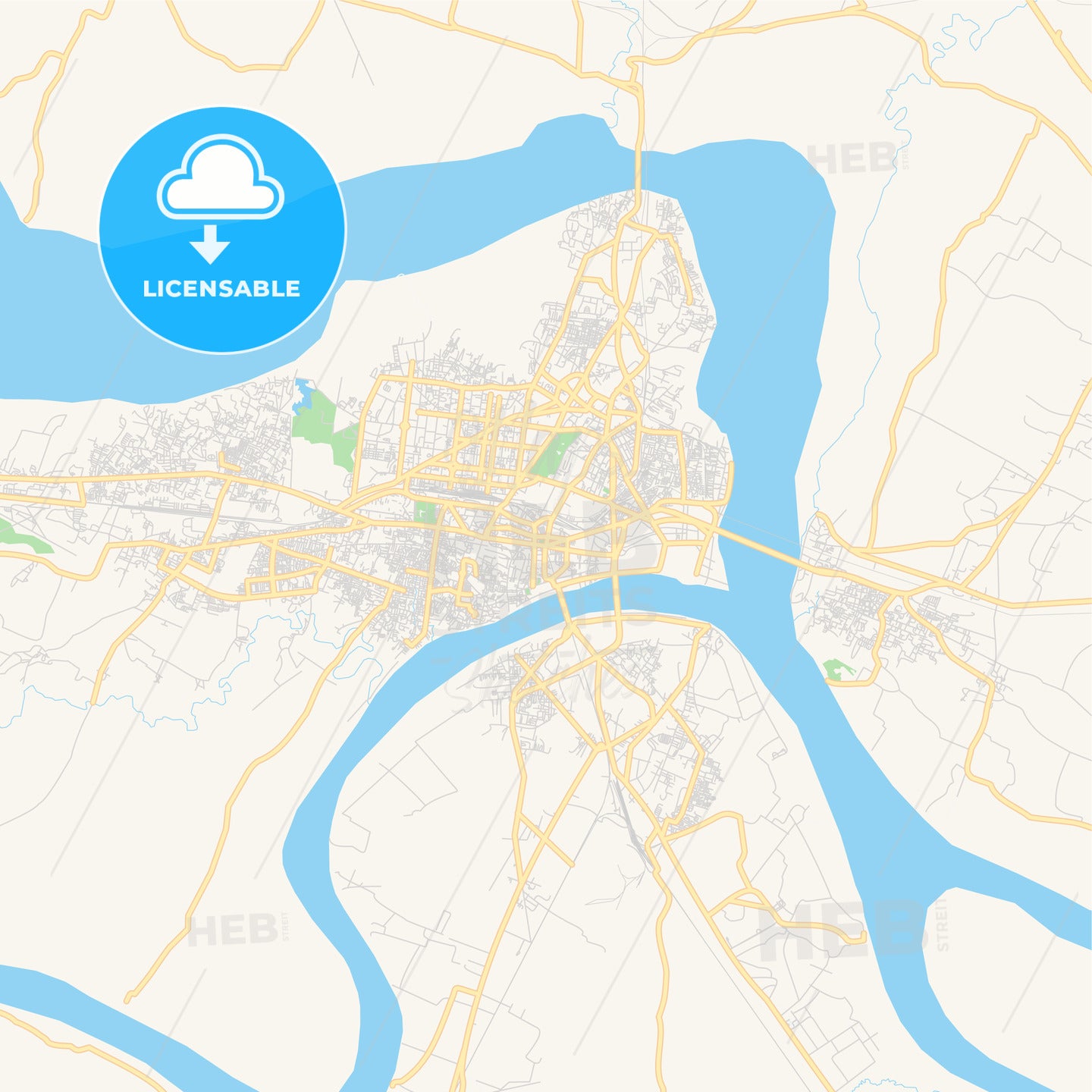 Printable street map of Allahabad, India