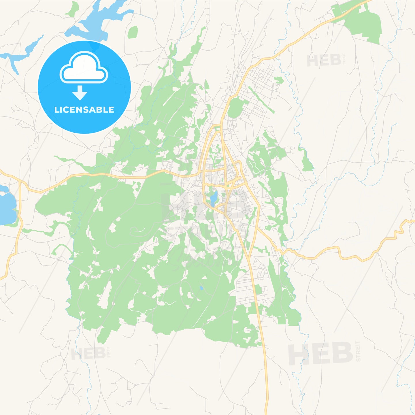 Printable street map of Antsirabe, Madagascar