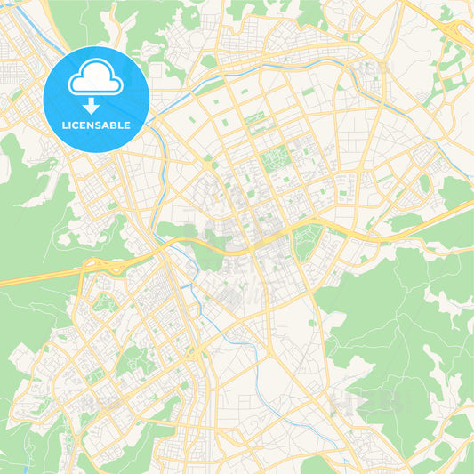 Printable street map of Anyang, South Korea