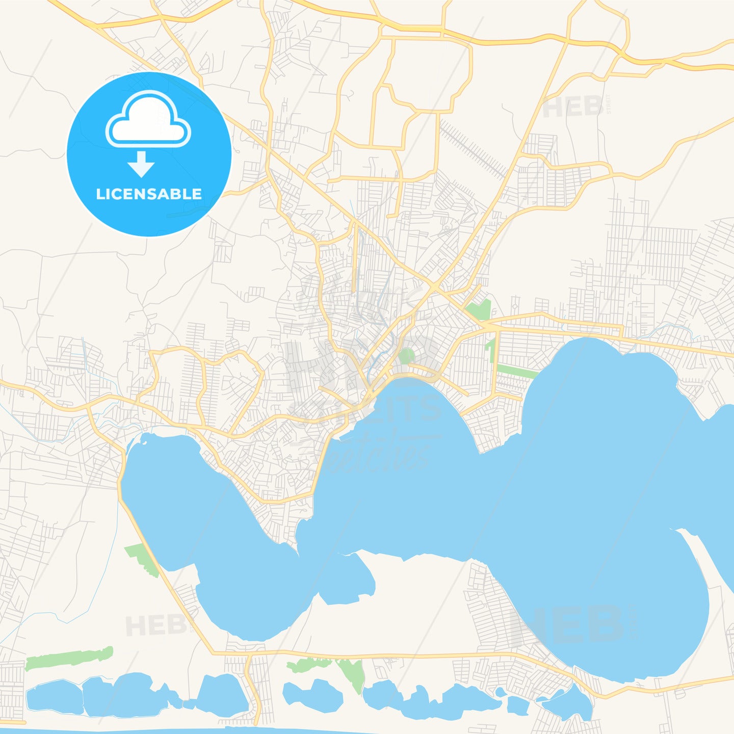 Printable street map of Araruama, Brazil