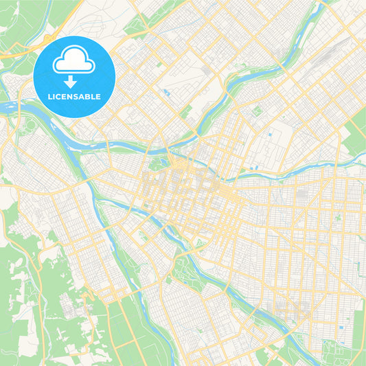 Printable street map of Asahikawa, Japan