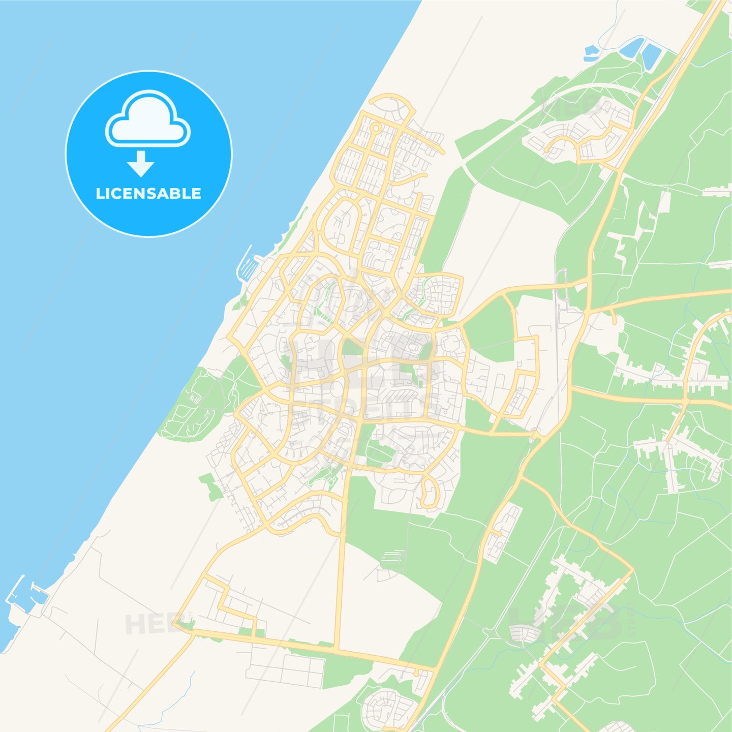 Printable street map of Ashkelon, Israel