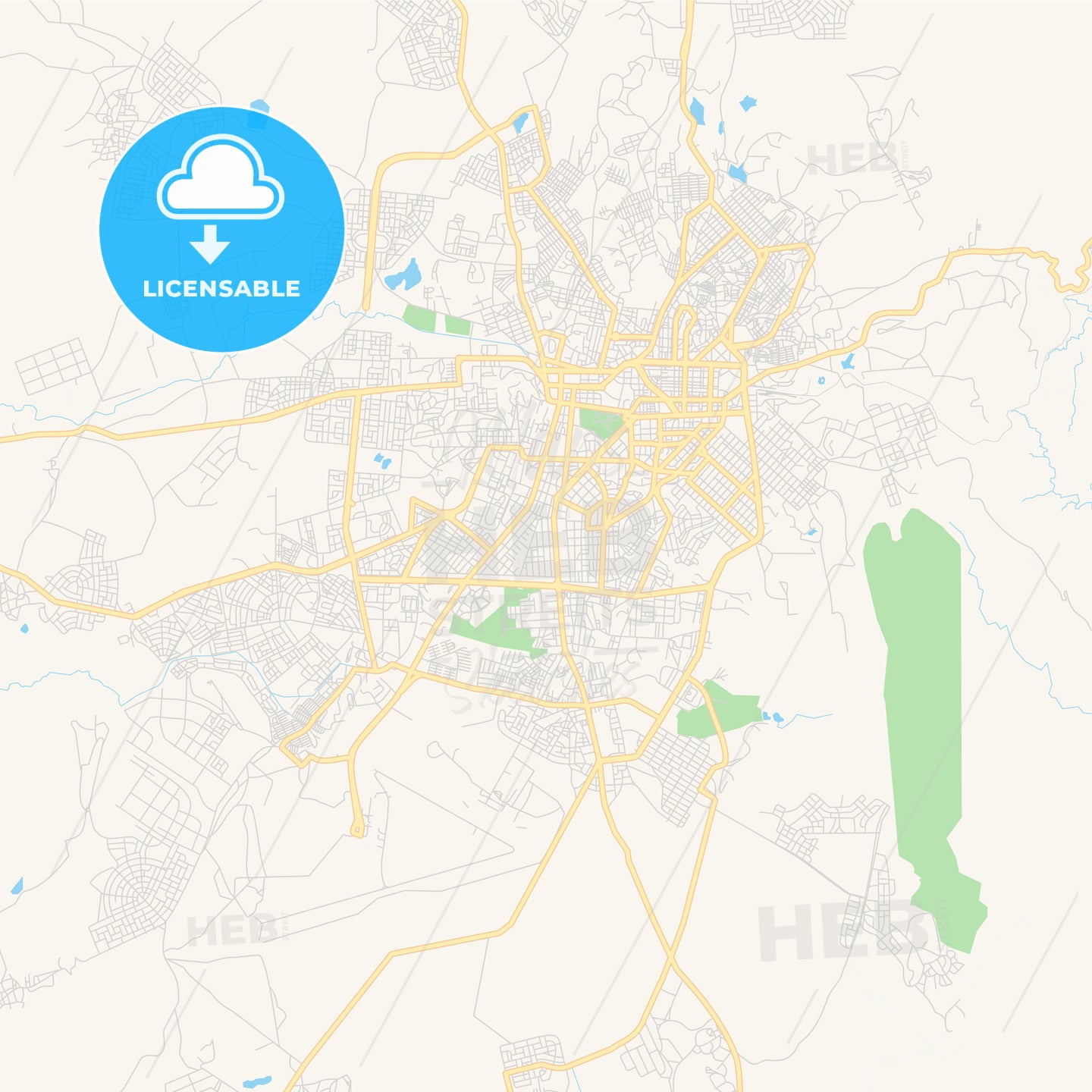 Printable street map of Asmara, Eritrea