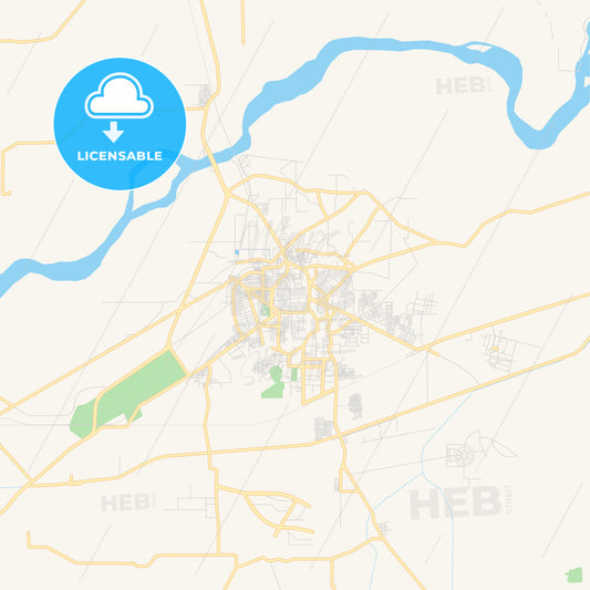 Printable street map of Bahawalpur, Pakistan