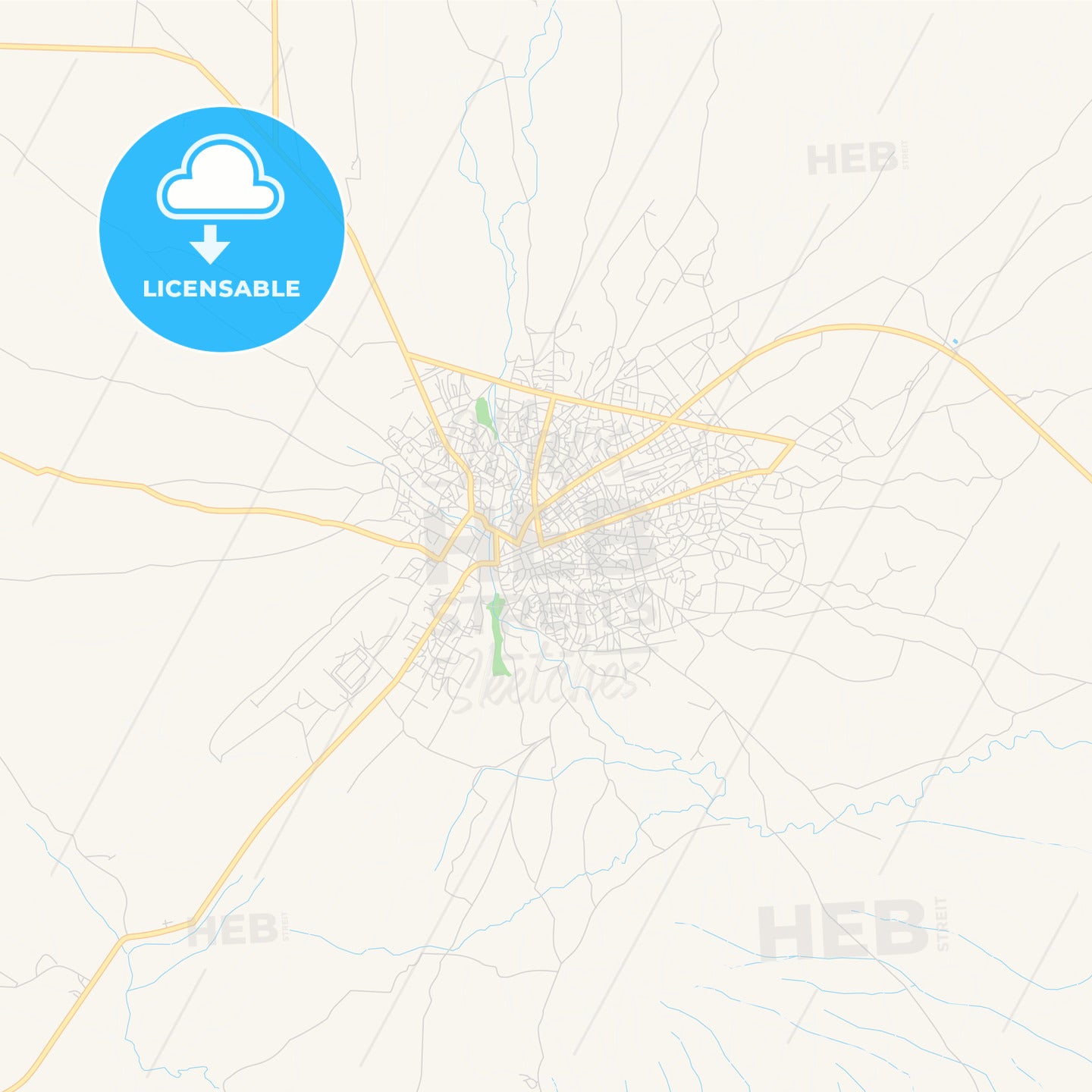 Printable street map of Baidoa, Somalia