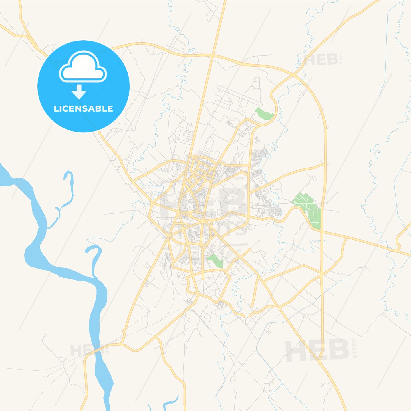 Printable street map of Bareilly, India