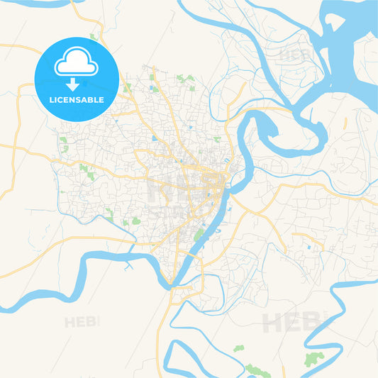 Printable street map of Barisal, Bangladesh