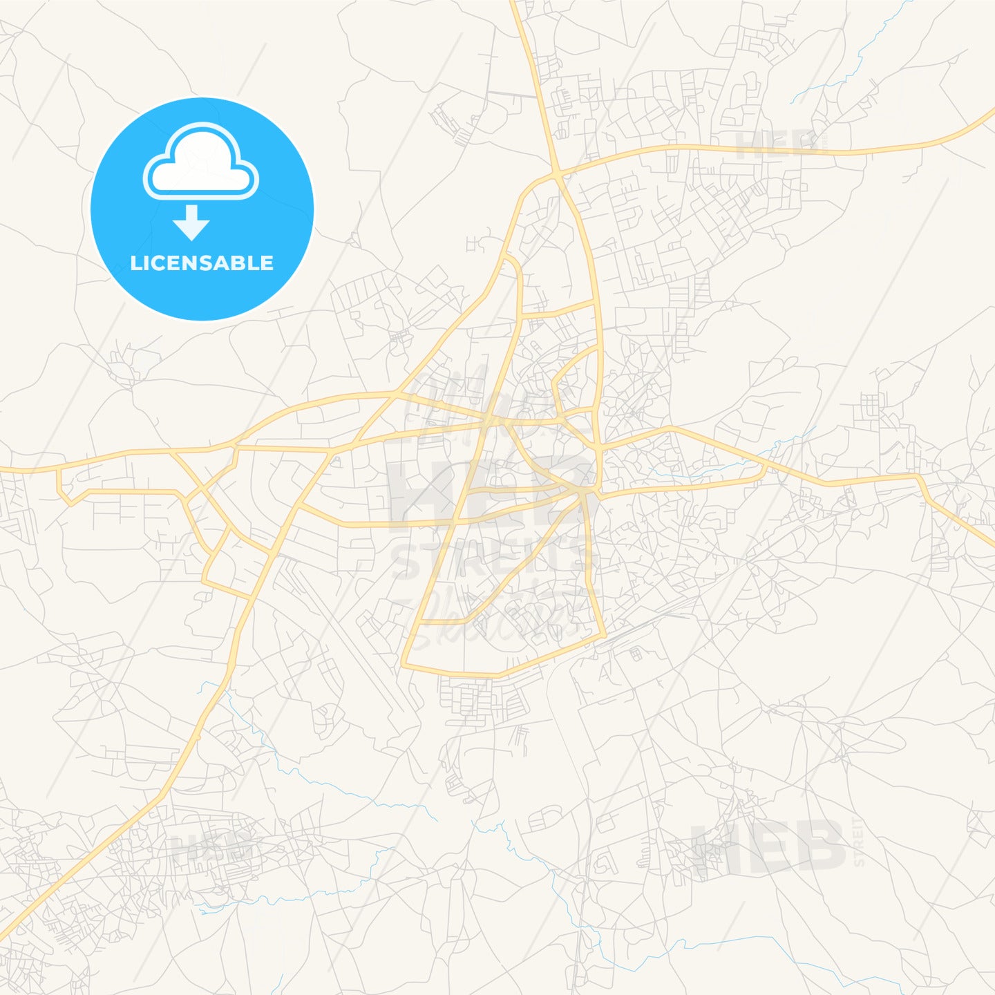 Printable street map of Bauchi, Nigeria