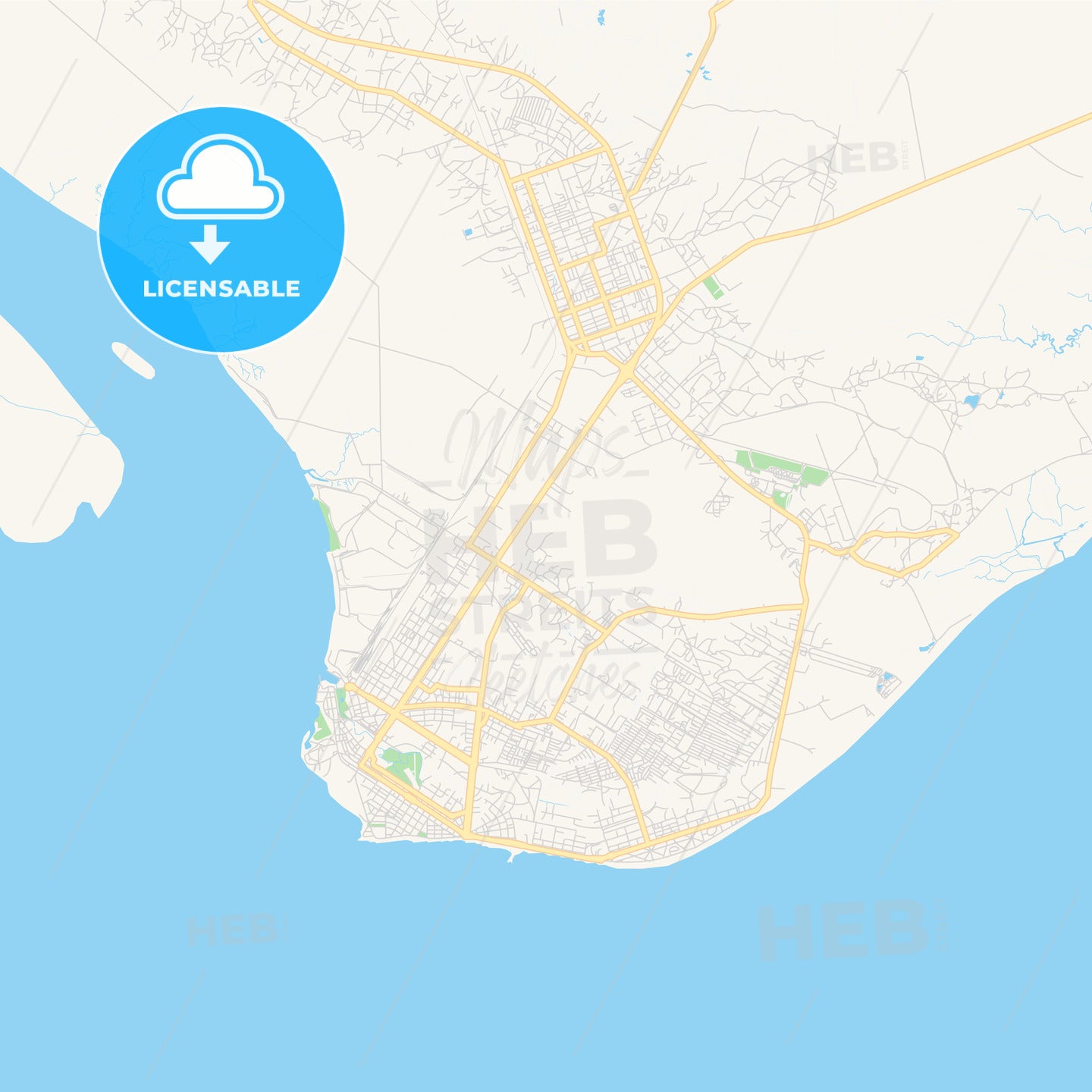 Printable street map of Beira, Mozambique