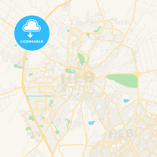 Printable street map of Bloemfontein, South Africa