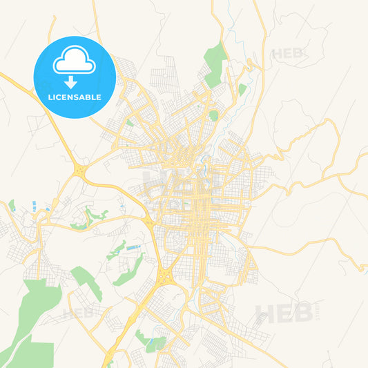 Printable street map of Botucatu, Brazil