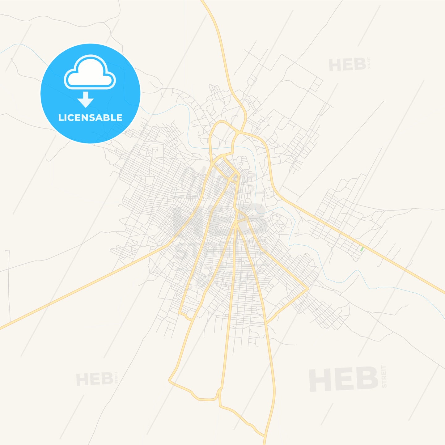 Printable street map of Burao, Somalia
