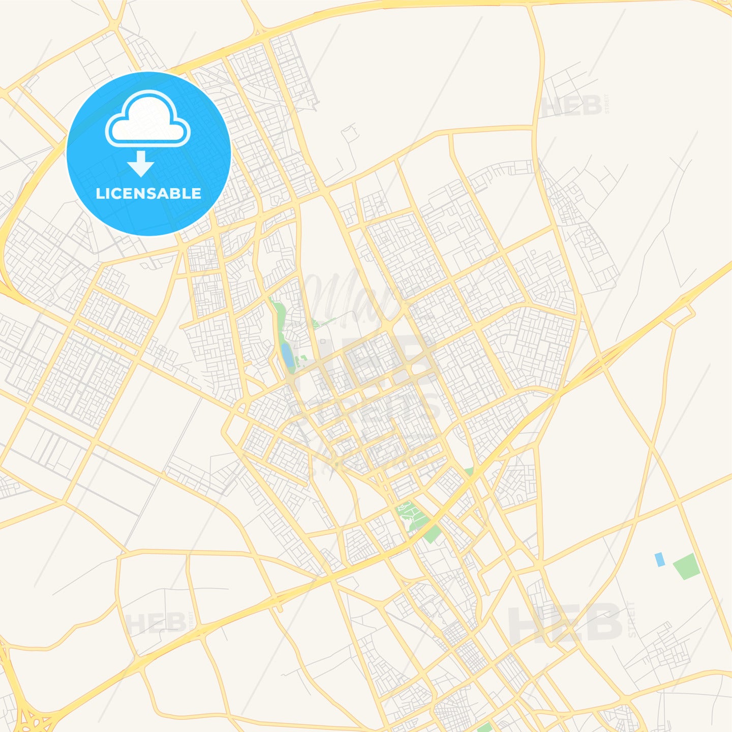 Printable street map of Buraydah, Saudi Arabia