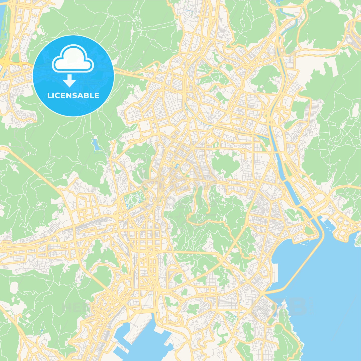 Printable street map of Busan, South Korea