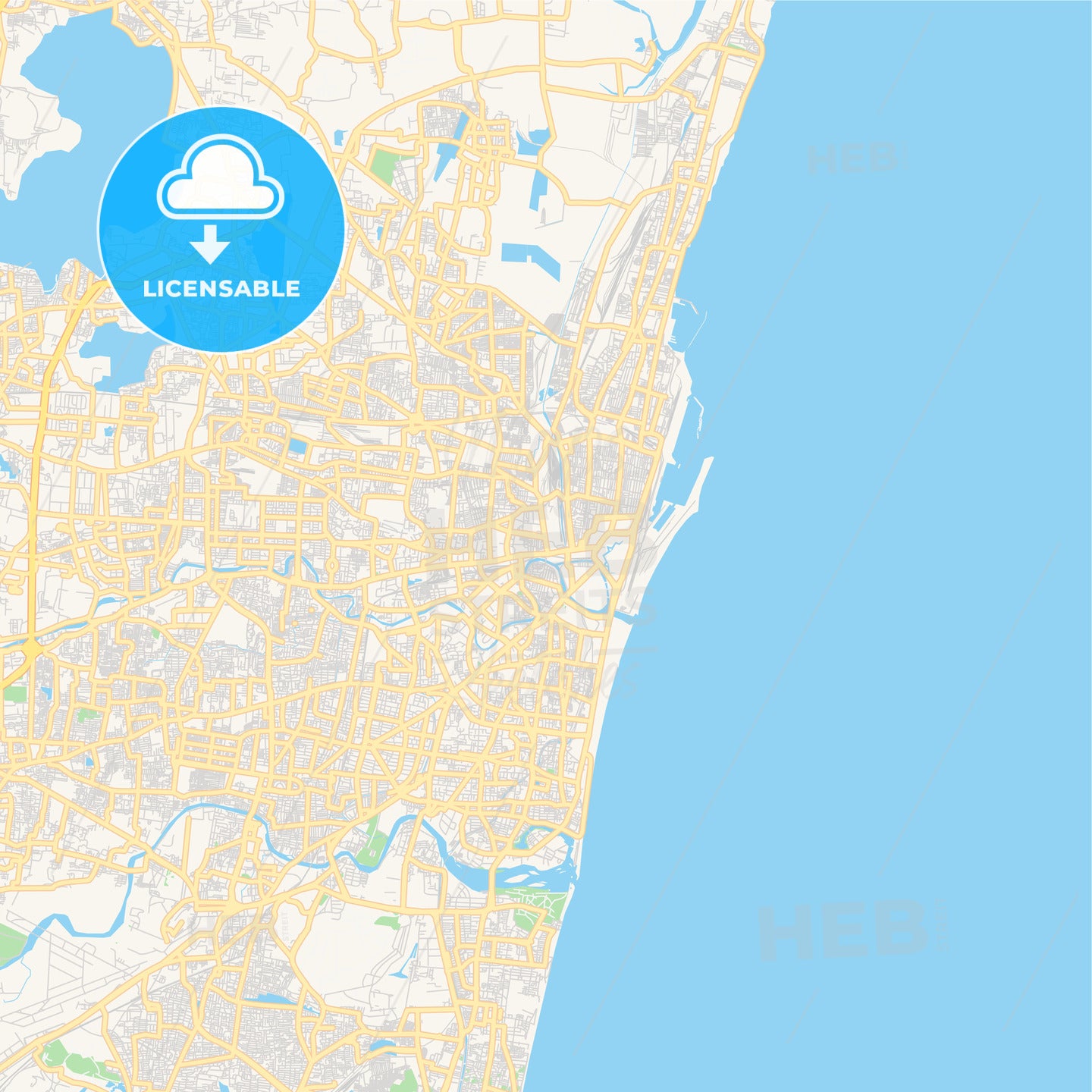 Printable street map of Chennai, India