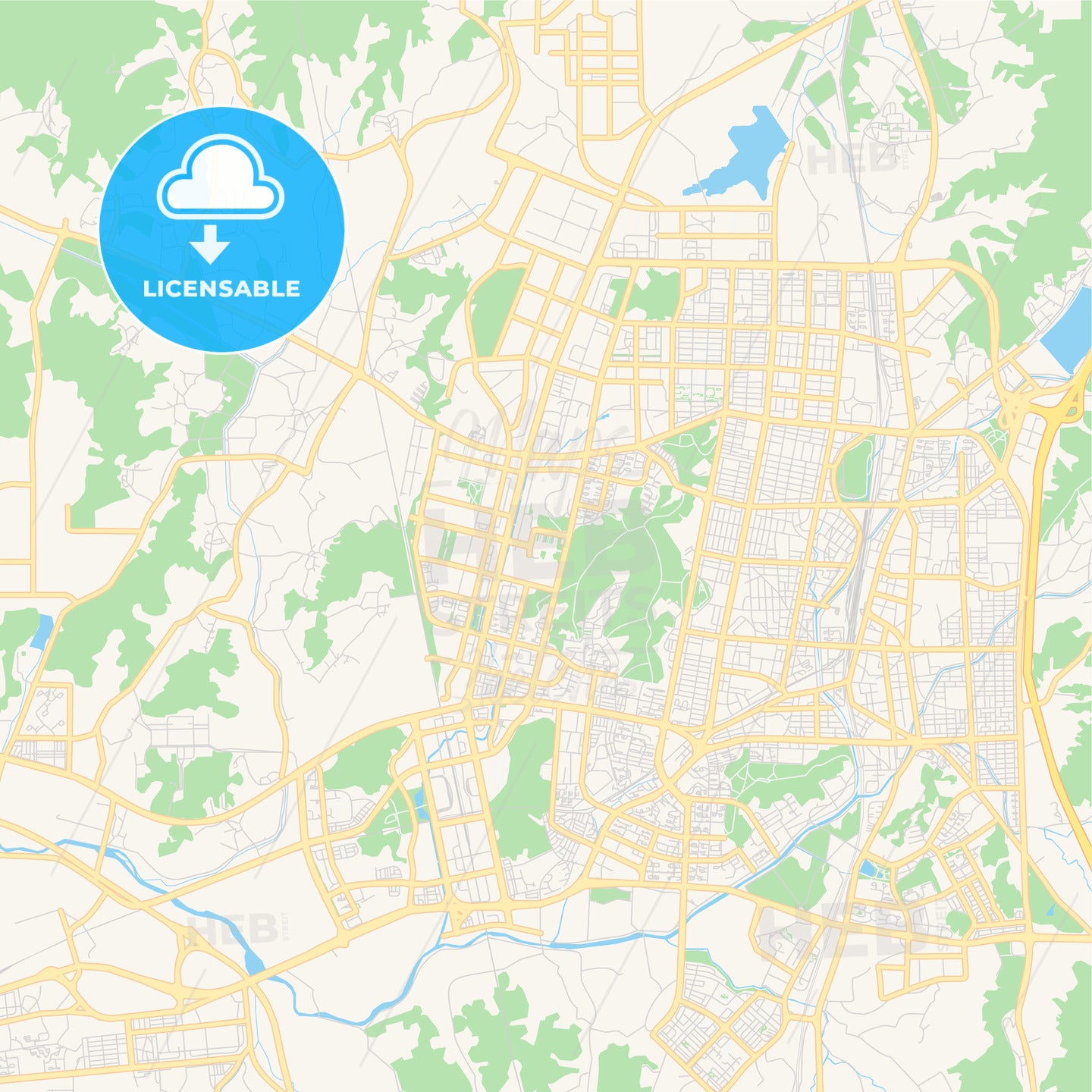 Printable street map of Cheonan, South Korea