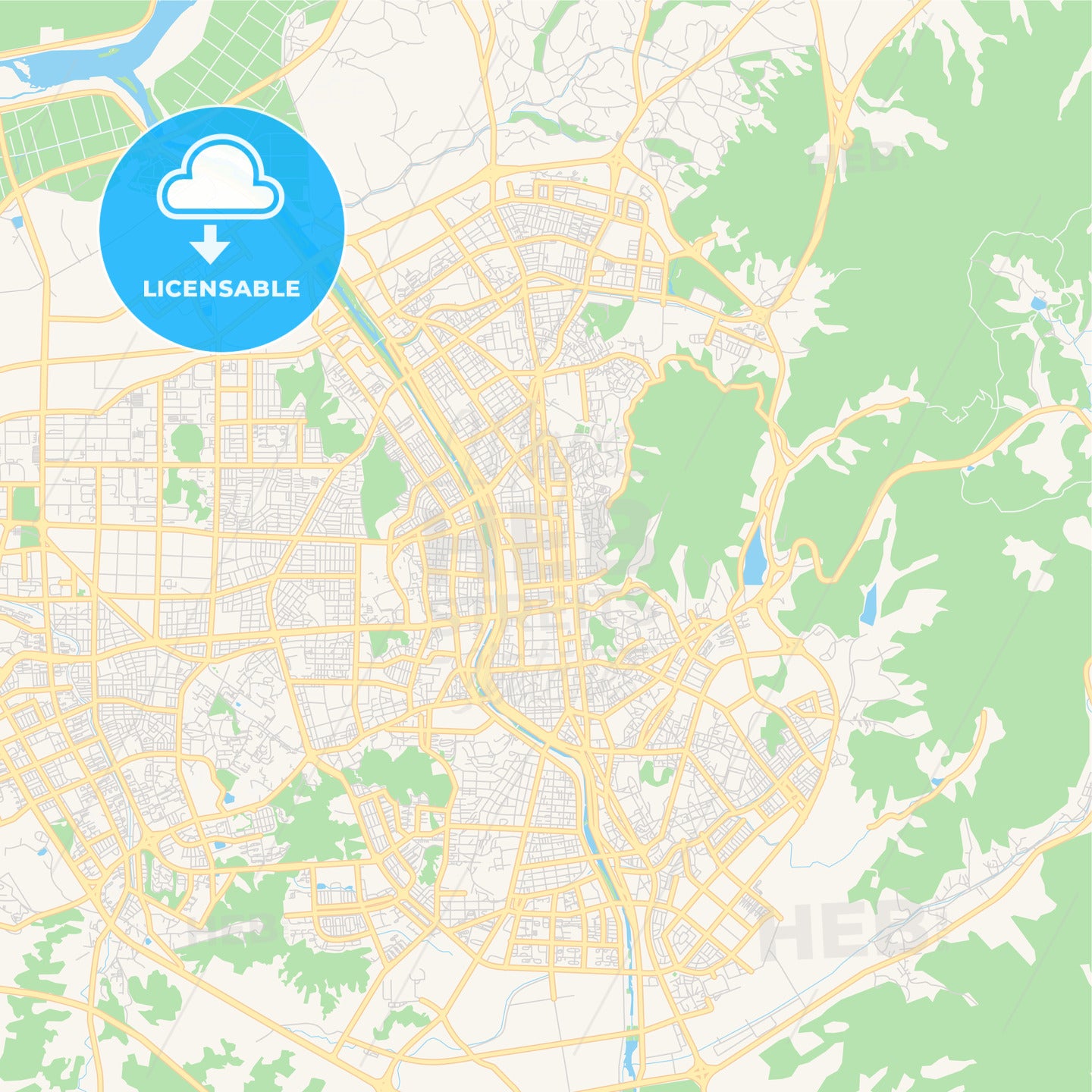 Printable street map of Cheongju, South Korea