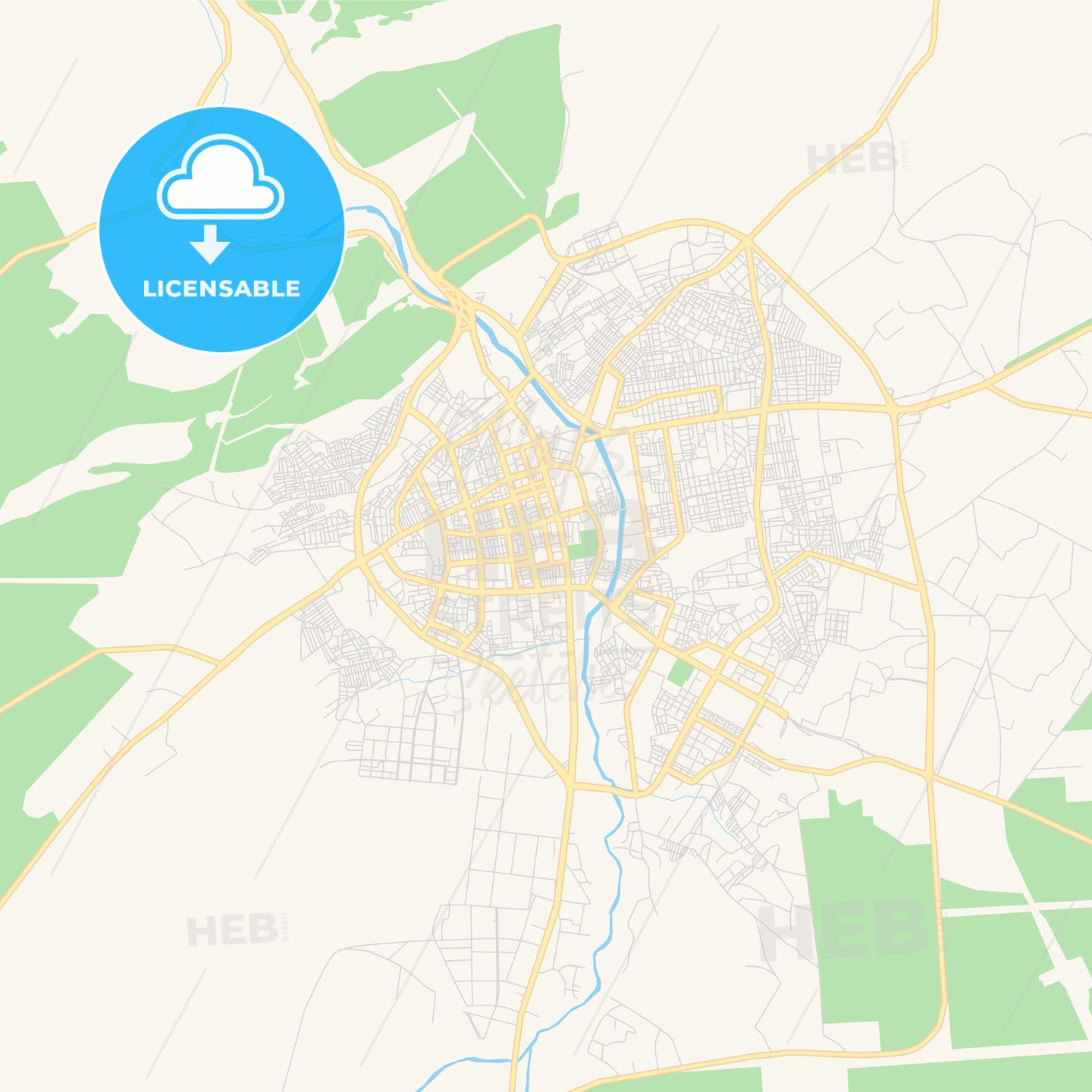 Printable street map of Djelfa, Algeria