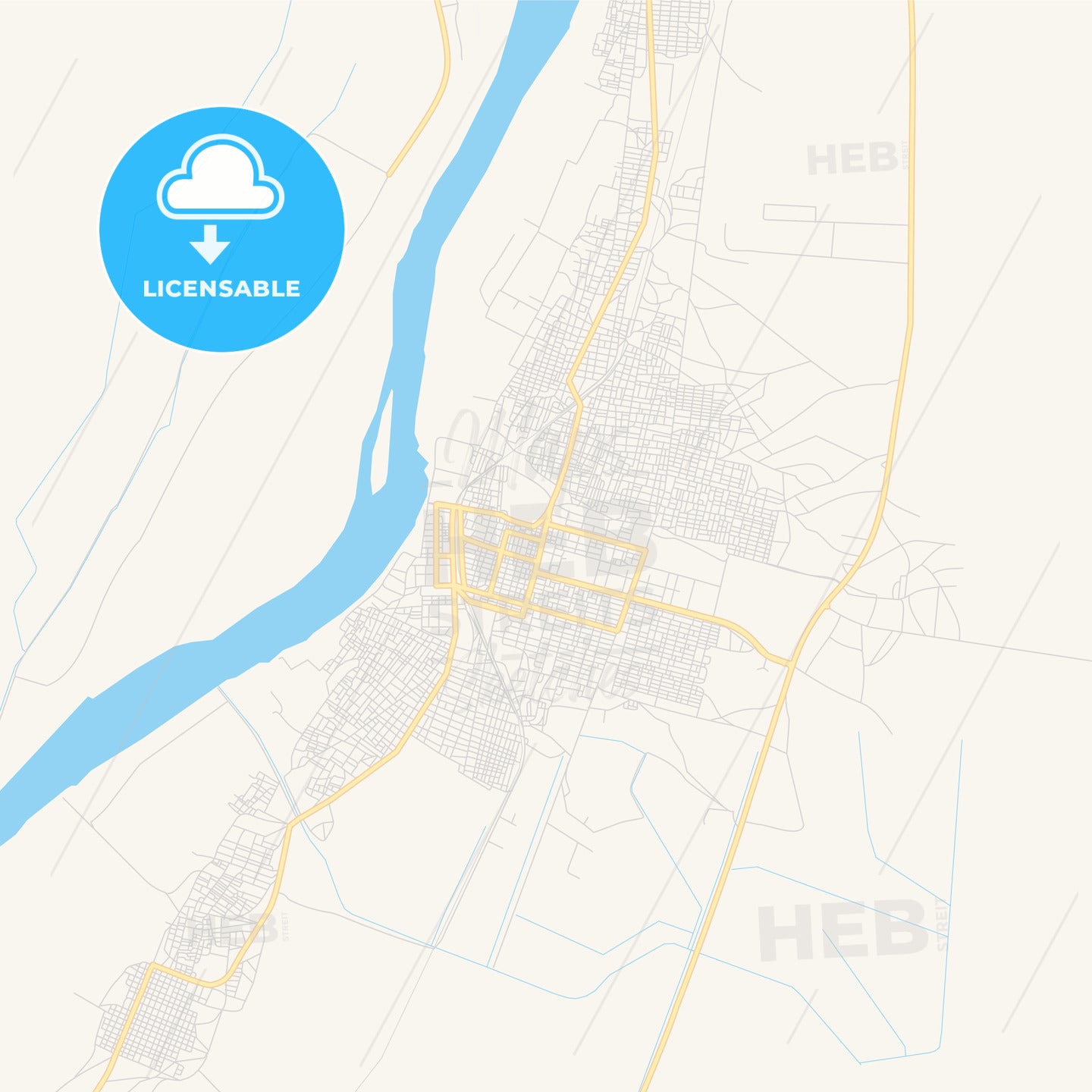 Printable street map of Ed Damer, Sudan