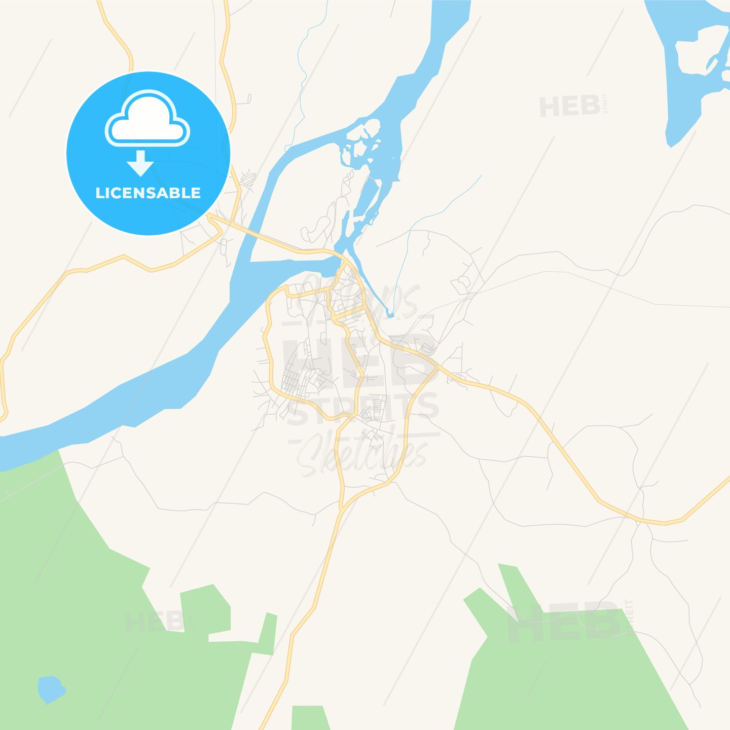 Printable street map of Edea, Cameroon