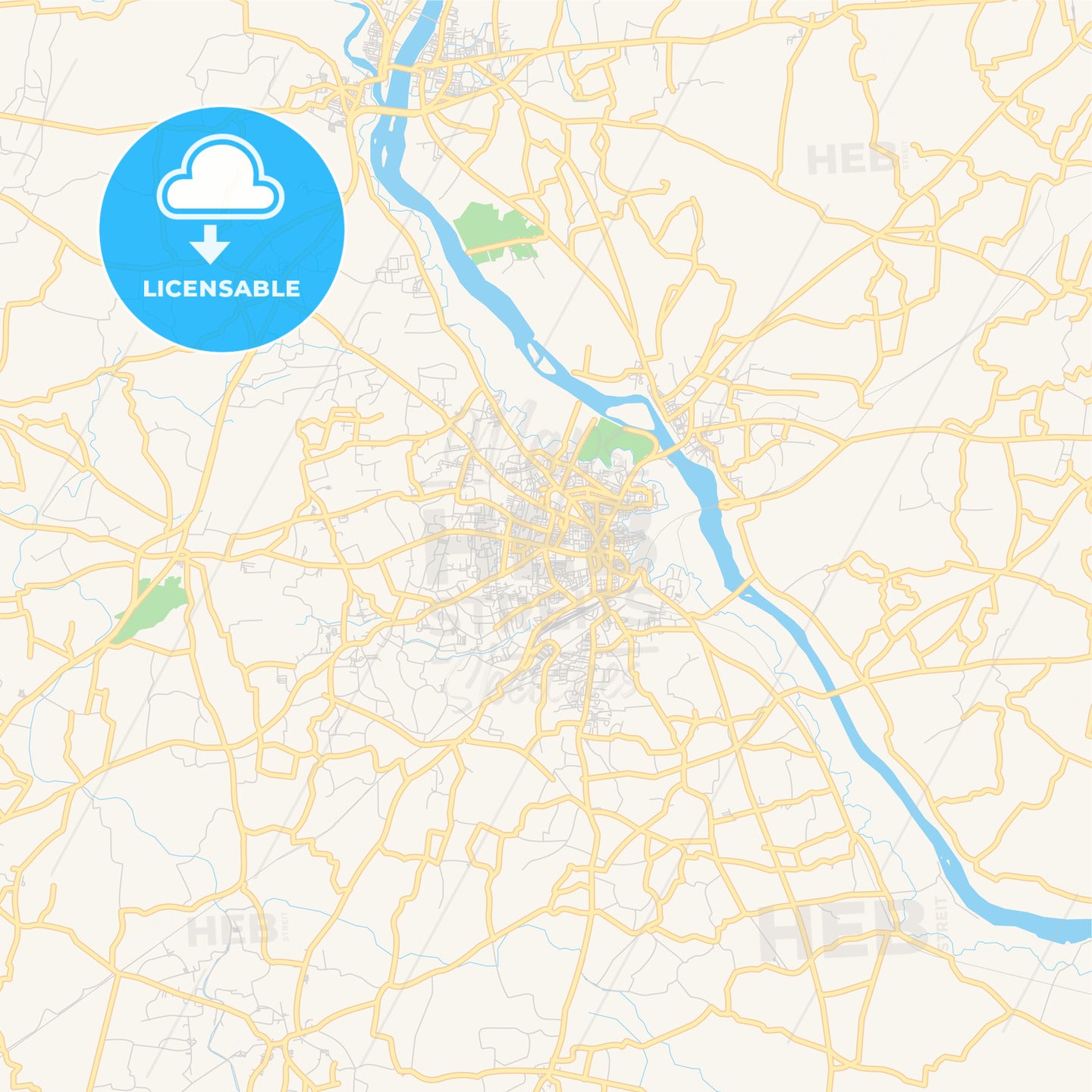 Printable street map of Erode, India