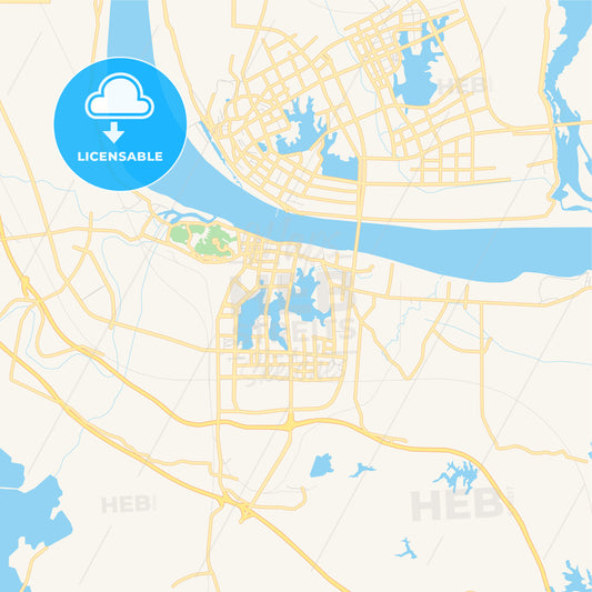 Printable street map of Ezhou, China
