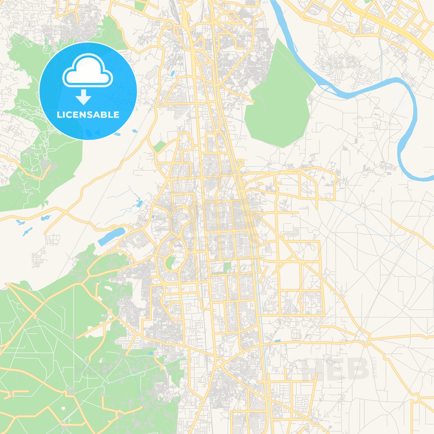 Printable street map of Faridabad, India