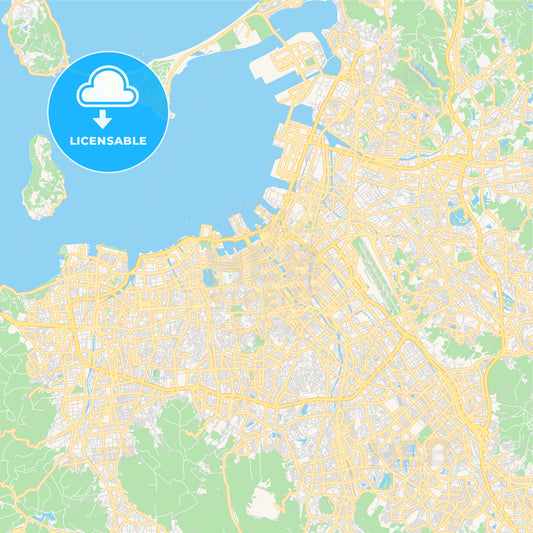 Printable street map of Fukuoka, Japan
