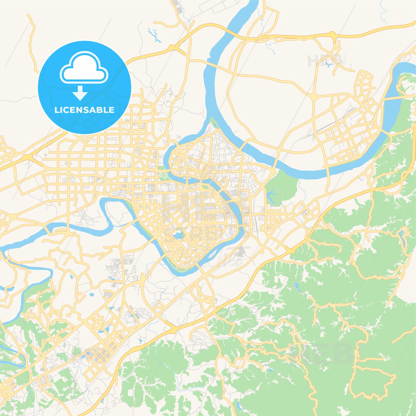 Printable street map of Ganzhou, China