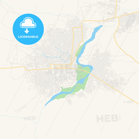 Printable street map of Geneina, Sudan