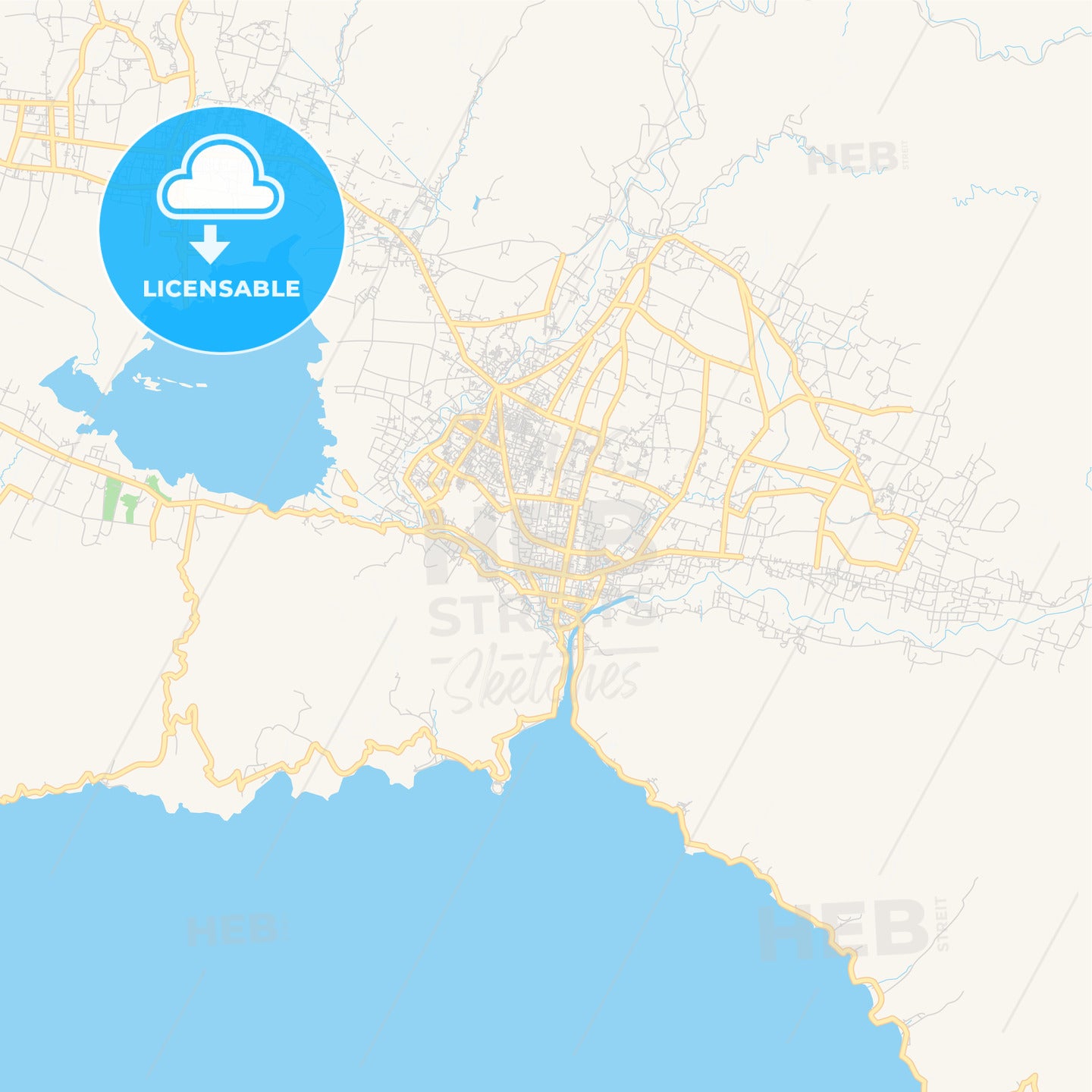 Printable street map of Gorontalo, Indonesia