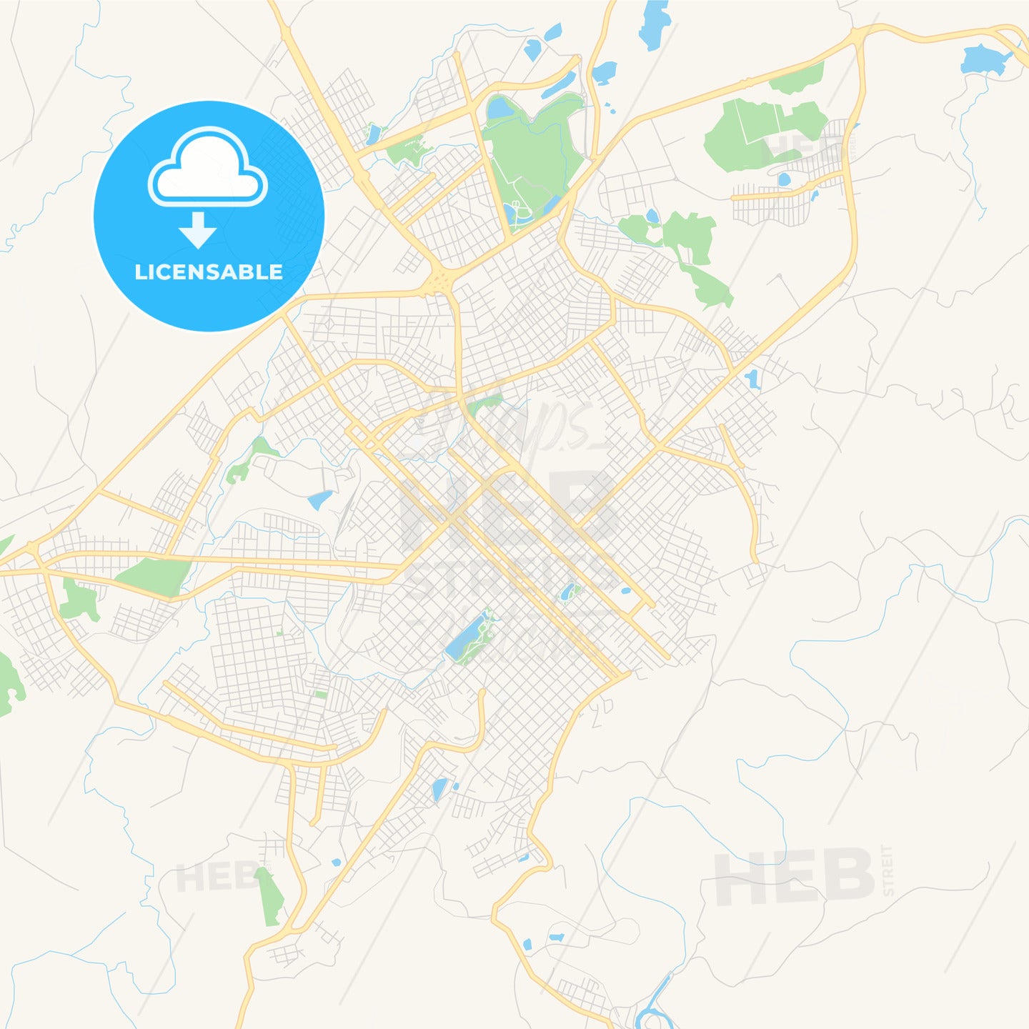 Printable street map of Guarapuava, Brazil