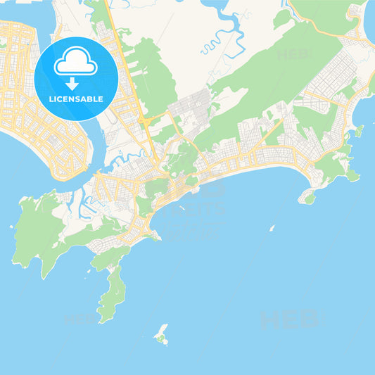 Printable street map of Guaruja, Brazil