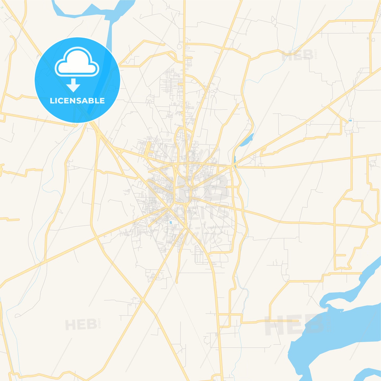 Printable street map of Gujrat, Pakistan